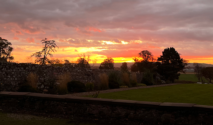 Sunset looking from Balbegno Castle